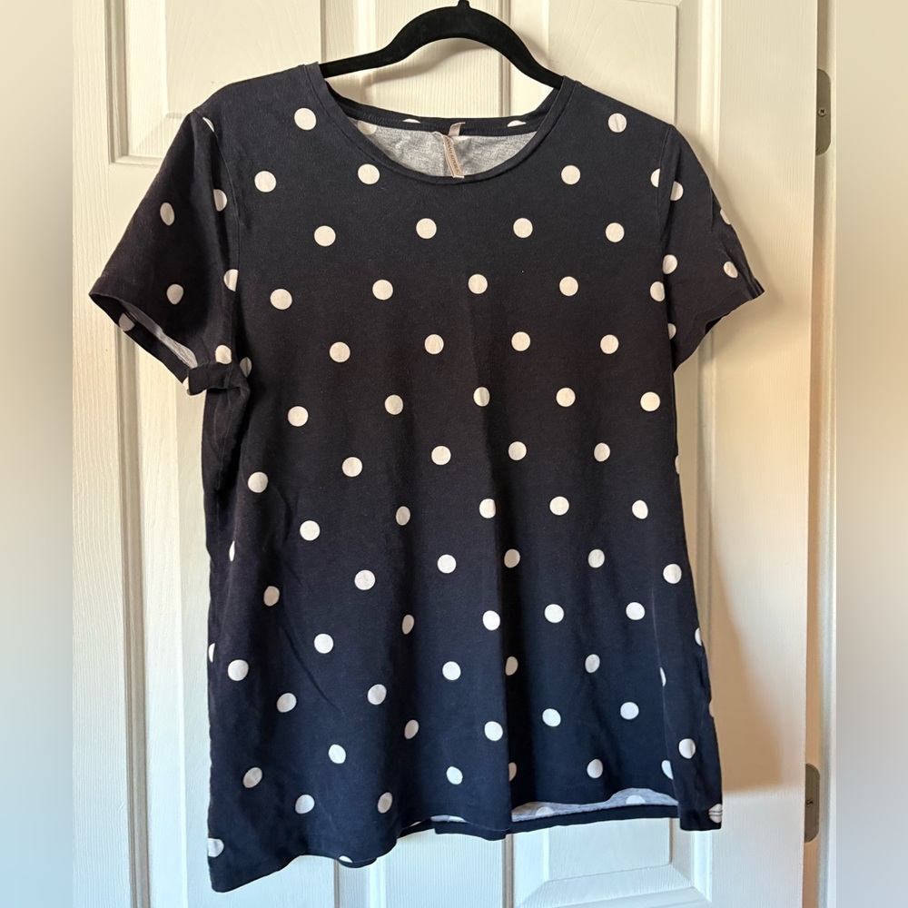 Banana Republic Navy Blue Polka Dot Tshirt - Size L